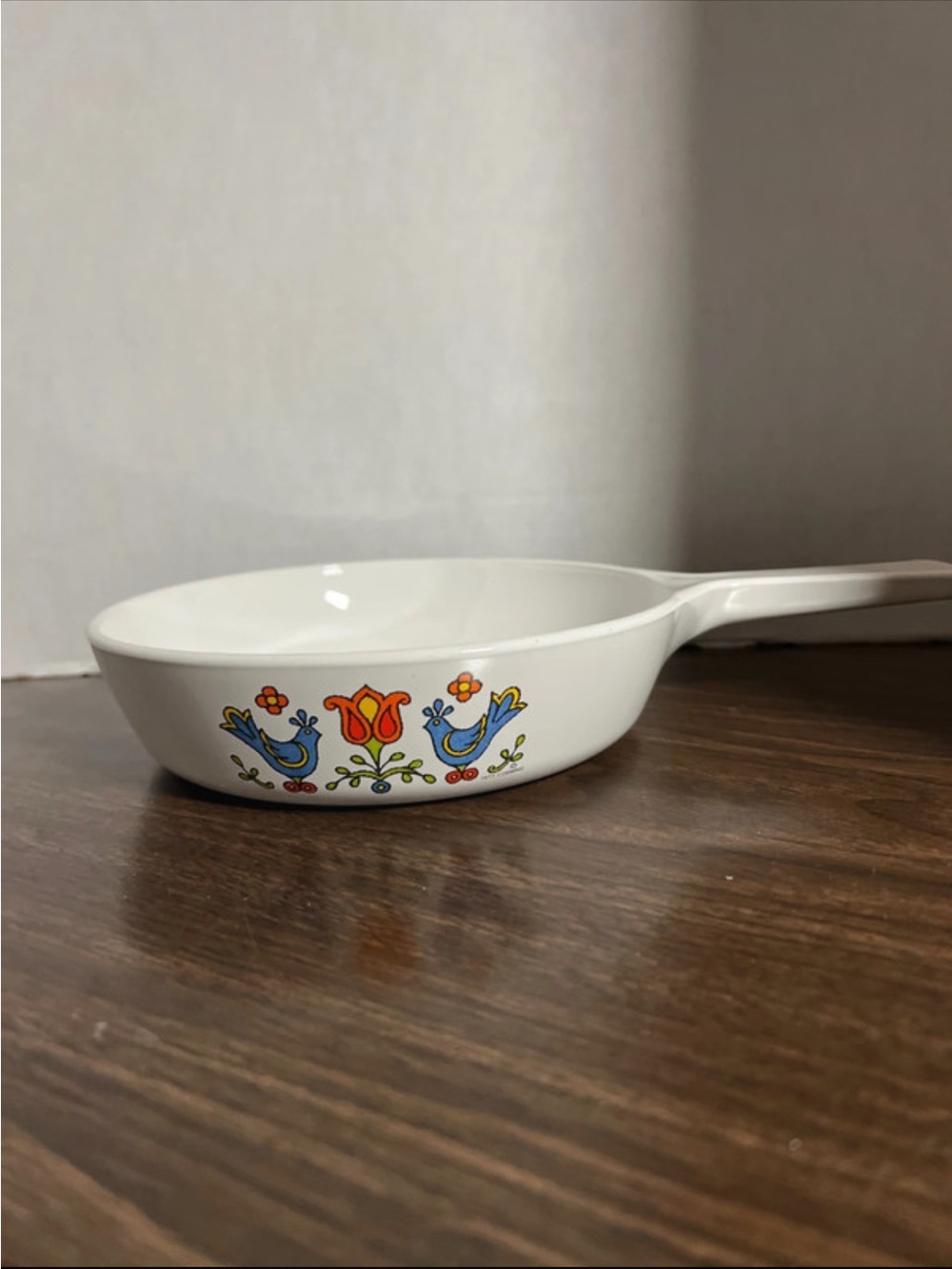 Vintage Corningware saucepan . Folk Floral Design